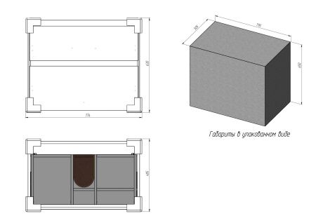 Тумба подвесная BRIZ Бари 80 с умывальником Эйфория, 222 03-18080-11 00 ГРФ