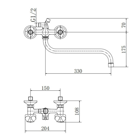 Смеситель для ванны FASHUN A2226-2, хром