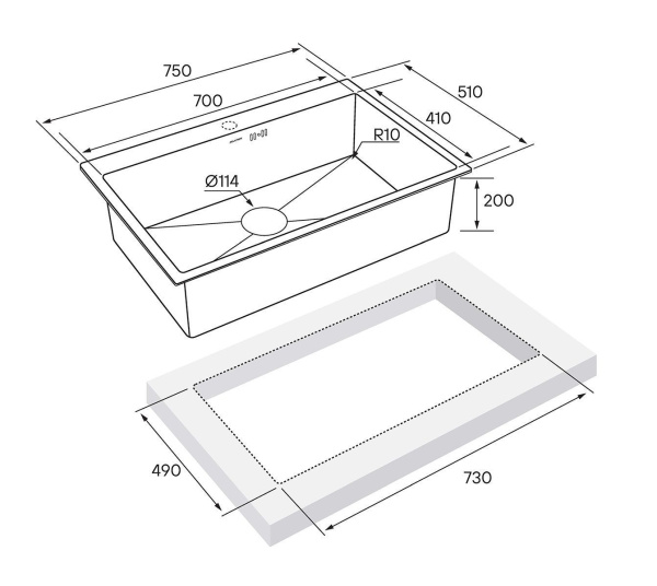 Мойка Paulmark KRONER 75 PM217551-BG 510х750х200 мм, нержавеющая сталь, брашированное золото