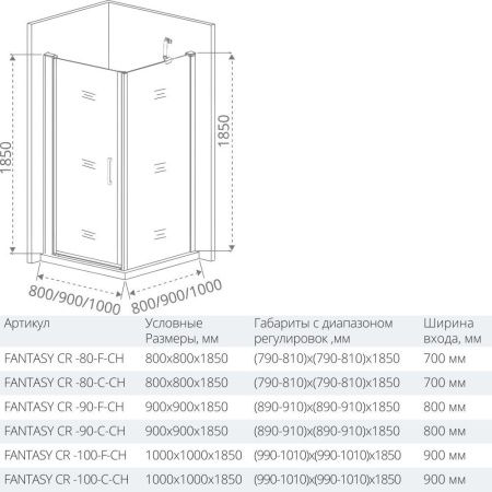 Душевой уголок Good Door FANTASY CR-90-С-CH