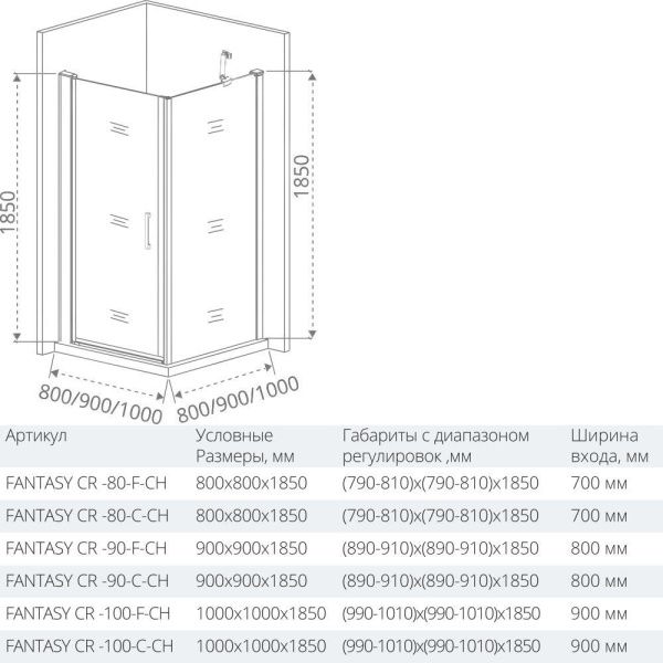 Душевой уголок Good Door FANTASY CR-80-С-CH