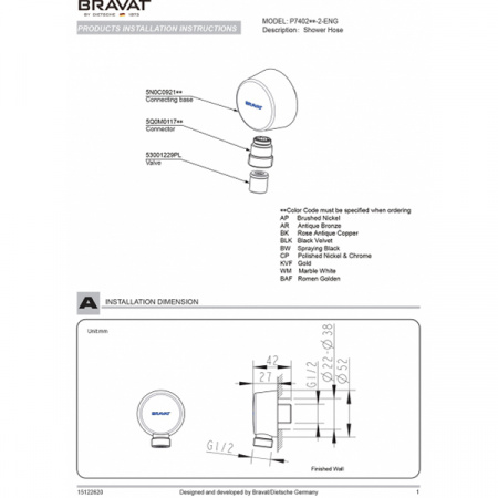 Подключение душевого шланга Bravat P7402C-2-RUS