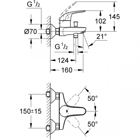 Смеситель для ванны с душем Grohe Euroeco 32743000