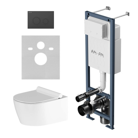 IS110138.DX77C1700 ErgoFi Инсталляция с клавишей L черн мат с подвесным унитазом Jupiter без ободка с сиденьем м
