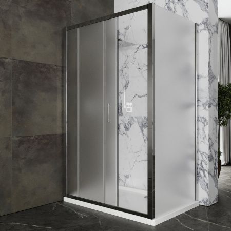 Душевой уголок Roxen Caspia 55060-100C (100х80) стекла матовые/профиль хром
