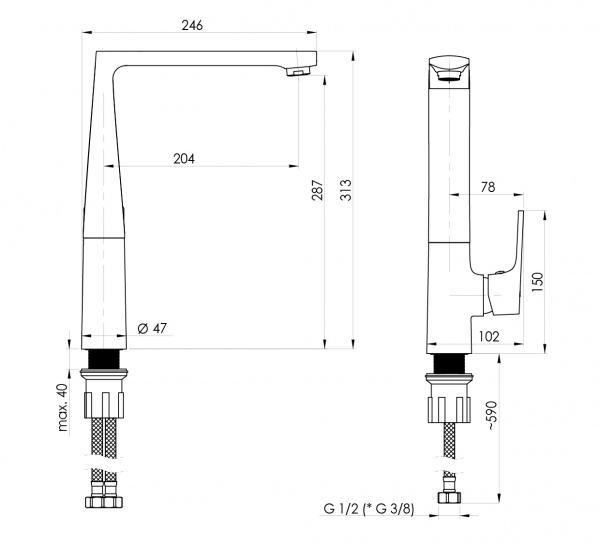 Смеситель для мойки Rubineta Modena-33 MD30008