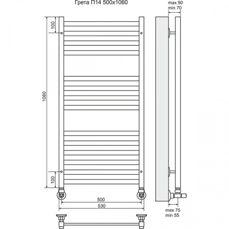 Полотенцесушитель Terminus Грета П14 500х1060