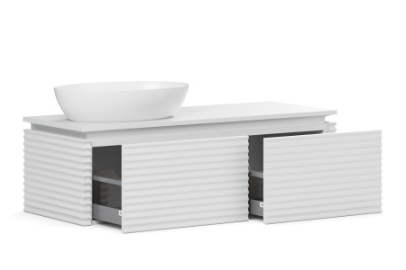 Тумба под умывальник Belux Дубай подвесная 128 с подсветкой, белая матовая