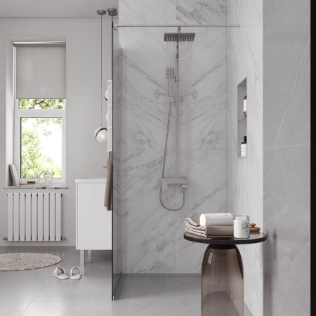 Душевая перегородка, ограждение Reflexion RX20090TCR-20 Walk in 200x90см, тонированное закаленное стекло 8мм, хромированный профиль