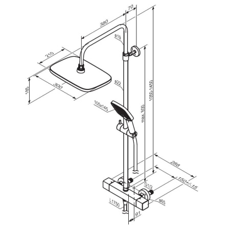 Душевая система AM.PM 953800300 Gala с термостатом