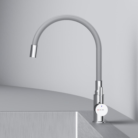 F85B07605 X-Joy S, Смеситель для кухни AM.PM с гибким изливом, серый/хром