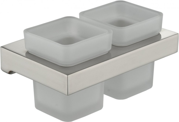 Настенный стакан двойной Grocenberg AC0022 (Никель)