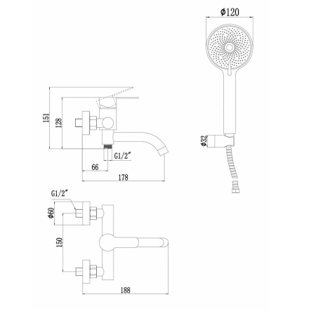 Смеситель для ванны Fmark FS8206W, белый