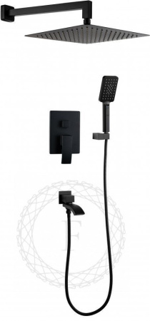 Душевая система скрытого монтажа FILARETE Waterfall FL1010 (Черный матовый)