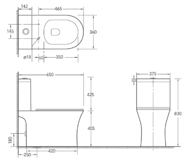 Безободковый напольный унитаз SantiLine SL-5010 сиденье микролифт, цвет белый