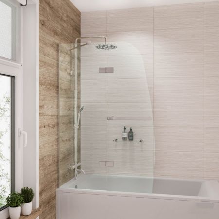Шторка для ванны Grossman GR-102/1, 100х150 стекло прозрачное Easy Clean