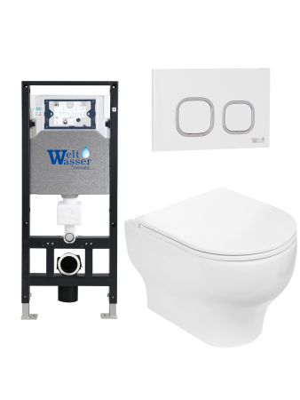 Унитаз с инсталляцией WeltWasser AMBERG 506 + ERLENBACH 004 GL-WT + AMBERG RD-WT