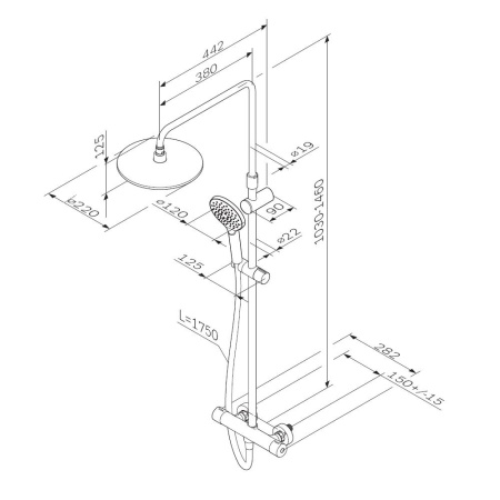 Душевая система AM.PM F0780422 Like с термостатом