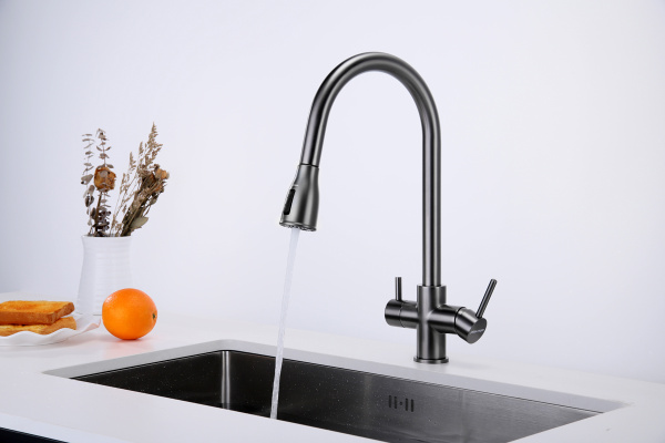 Смеситель для кухни Paulmark LANGE La214212-GM, вороненая сталь
