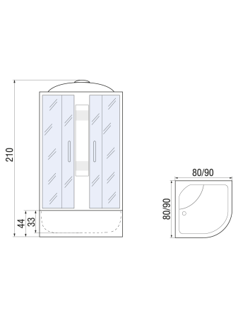 Душевая кабина River REIN 90/44 MT 900х900х2100мм