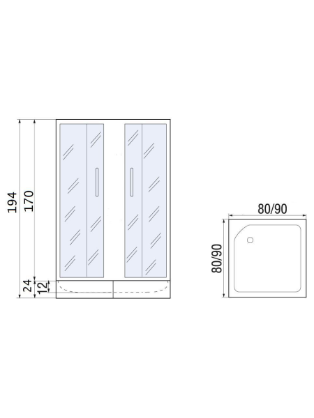 Душевой уголок River MORAVA 90/24 МТ без поддона