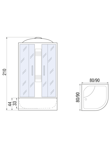Душевая кабина River REIN 90/44 MT 900х900х2100мм