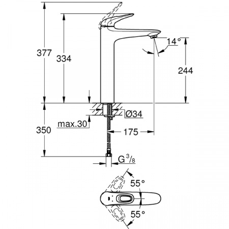 Смеситель для умывальника Grohe Eurostyle 23570003