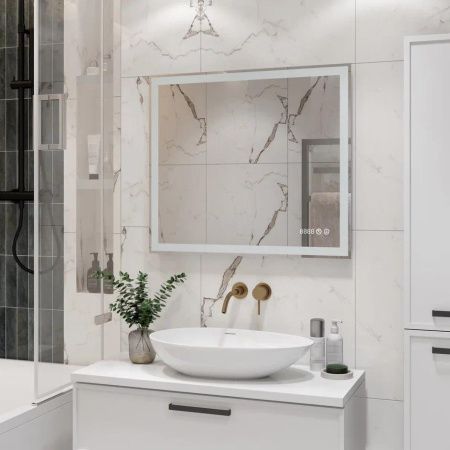 Зеркало Континент Clamm LED 800х700 c подогревом и часами