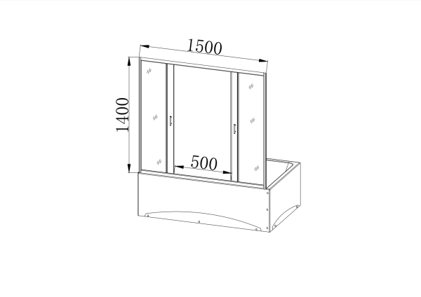 Душевая шторка на ванну Taliente TA-1514CP 150х140 стекло прозрачное 6 мм
