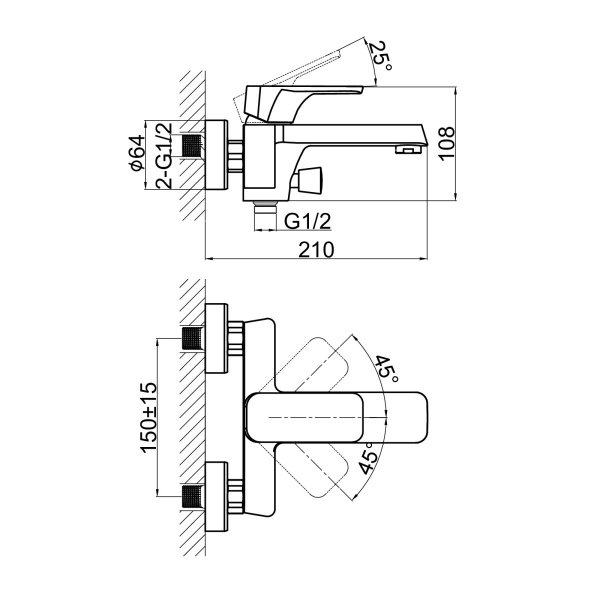 Смеситель для ванны D&K Berlin DA1433213, оранжевый