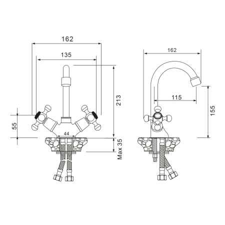 Смеситель для раковины WesnaArt RASSVET RAS02-230, хром