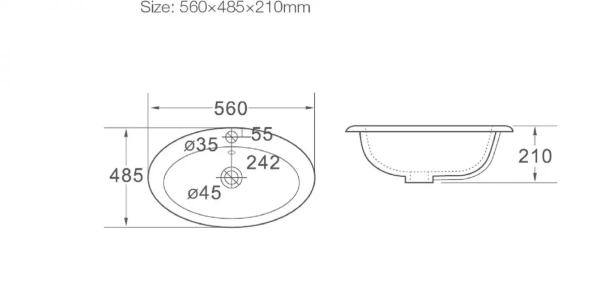 Раковина SantiLine SL-2107 56х49 белая