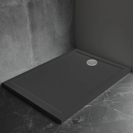 Душевой поддон Veconi Pietra B, 1000x900x30, искусственный камень, черный