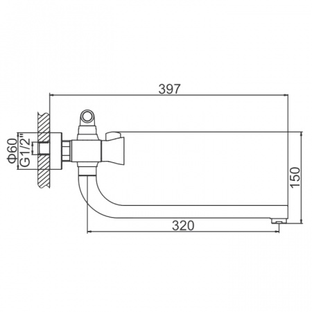 Смеситель для ванны Ledeme H87 L2587