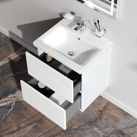 M90FHX0502WG Gem База под раковину AM.PM, подвесная, 50 см, 2 ящика push-to-open, белый, глянец