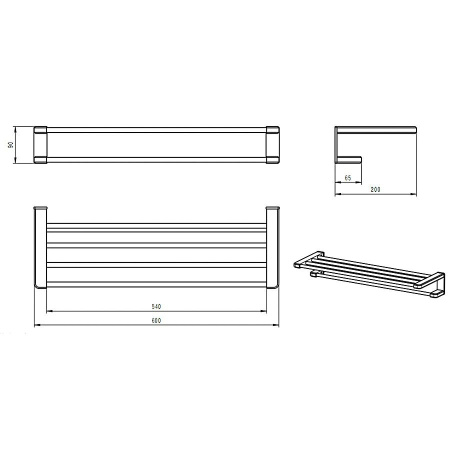 Полотенцедержатель с полкой WONZON & WOGHAND, Черный матовый (WW-V3902-MB)