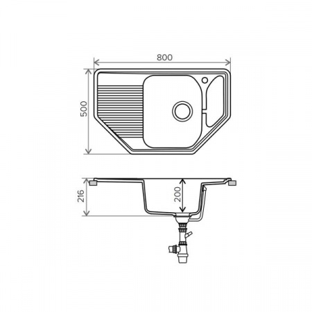 Кухонная мойка Polygran F-10 50x80 опал