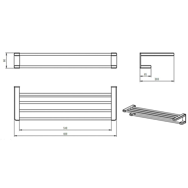 Полотенцедержатель с полкой WONZON & WOGHAND, Черный матовый (WW-V3902-MB)