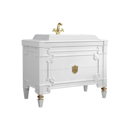 Тумба под умывальник Belux Кастилия Н 120-02, белый глянцевый поталь золото
