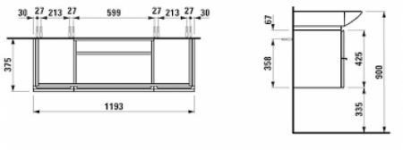 Шкафчик Laufen 0130.2.475 Palace_New (для 1270.4) белый глянец H4013020754751 с умывальником 8117040001041