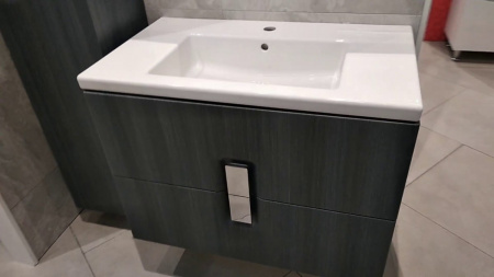 Тумба под умывальник Kolo Twins 89554000 80 см, с 2 ящиками, серебряный графит