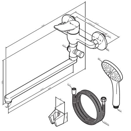 F85A90100 X-Joy, Смеситель для ванны и душа AM.PM, излив 325 мм, душевой набор, хром
