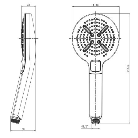 Лейка душевая Lemark LM8114C, 3-функциональная