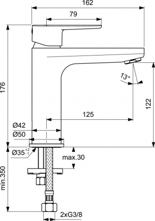 Смеситель для умывальника Ideal Standard Cerafine O BC554XG черный матовый