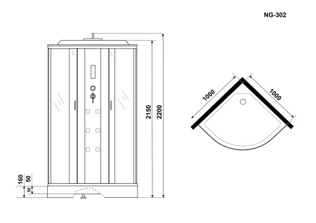 Душевая кабина Niagara Ultra NG-302-01 (100х100х220) низкий поддон(16см),стекло матовое,4 места