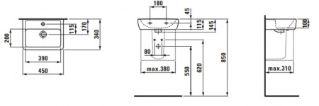 Умывальник Laufen Pro A 8119514001041 45x34x11