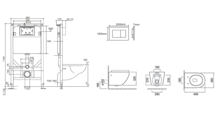 Комплект № 1: CR555 + CR02BK с Унитазом SELLA Aria подвесной безободковый Cerutti SPA CT7183