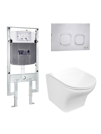 Комплект инсталляции с унитазом Weltwasser AMBERG 497 ST + ODENBACH 004 GL-WT + AMBERG RD-MT CR