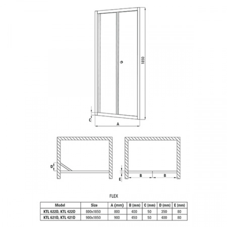 Дверь для ниши Deante Flex KTL_421D стекло графитовое 90х185см