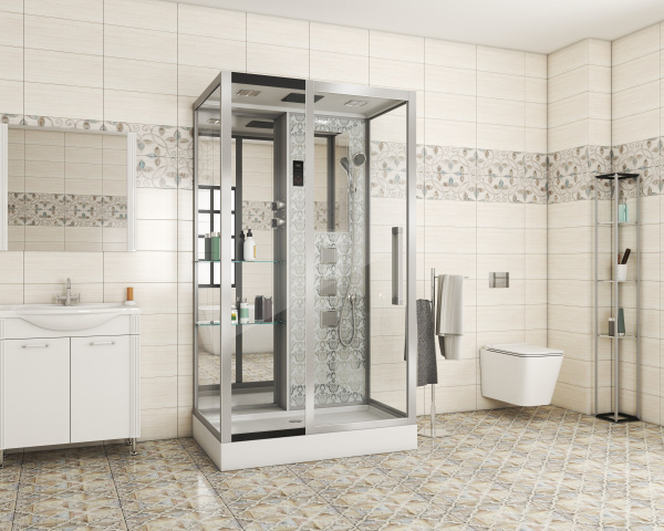 Душевая кабина Niagara Luxe NG-7713WL (82x120х215) низкий поддон(15см),дверь раздвижная,стенки серебро